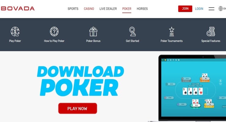 Bovada $10 deposit casino homepage