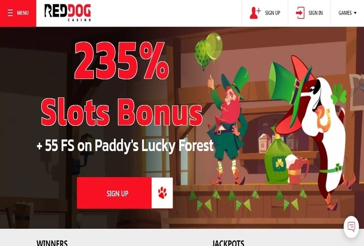Red Dog $10 deposit casino US homepage