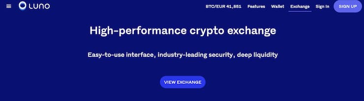 Luno Exchange homepage - Best crypto betting apps 