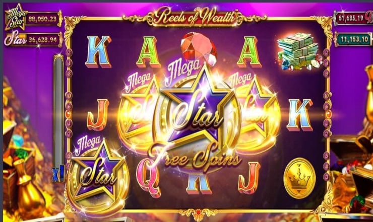 Bonus round of free spins for Reels of Wealth slot