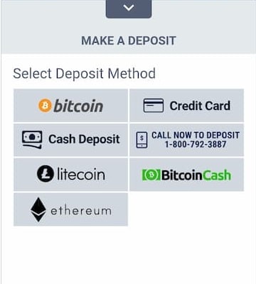 BetUS deposit screen