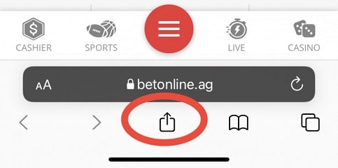 BetOnline- iPhone Web MN App Menu