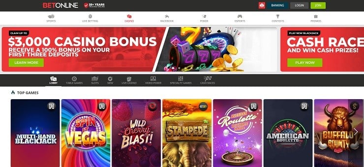 BetOnline Casino Homepage