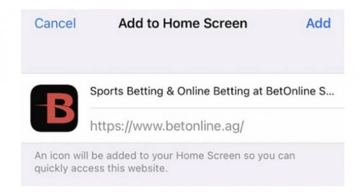BetOnline - OH Sports Betting App Name on Homescreen