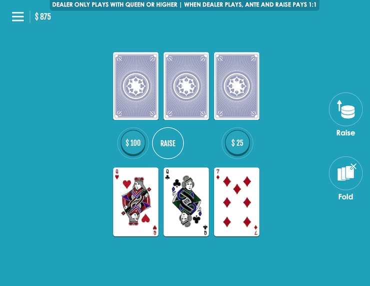 Free 3 Card Poker at Bovada