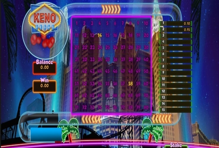 Keno Vegas game screen