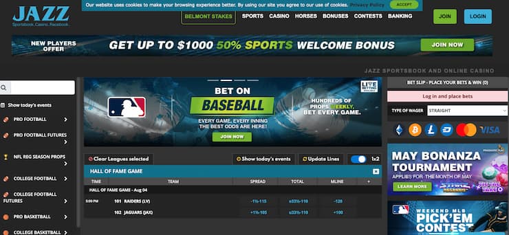 jazz sports NC betting offshore