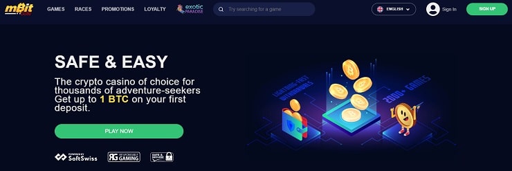 mBit Bitcoin Gambling Site Homepage