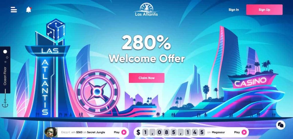 Las Atlantis casino with 280% welcome offer
