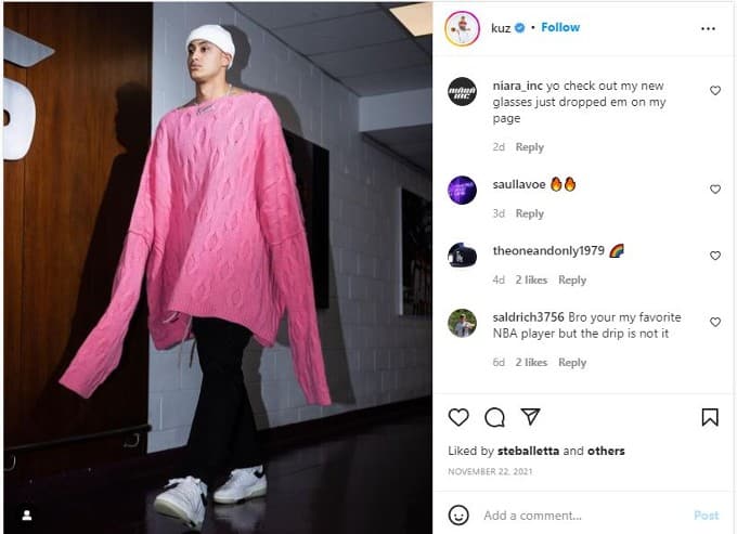 Kyle Kuzma intends to display Raf Simons pink sweater in his mansion