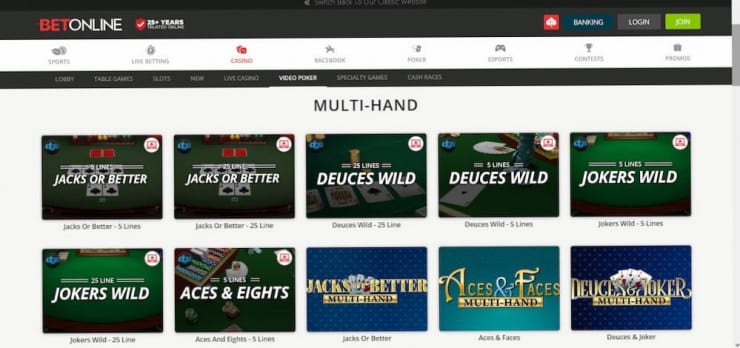 Betonline Video poker site
