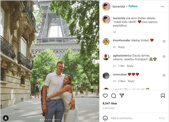 Wizards' Kristaps Porzingis and girlfriend Laura Vizla share France photos