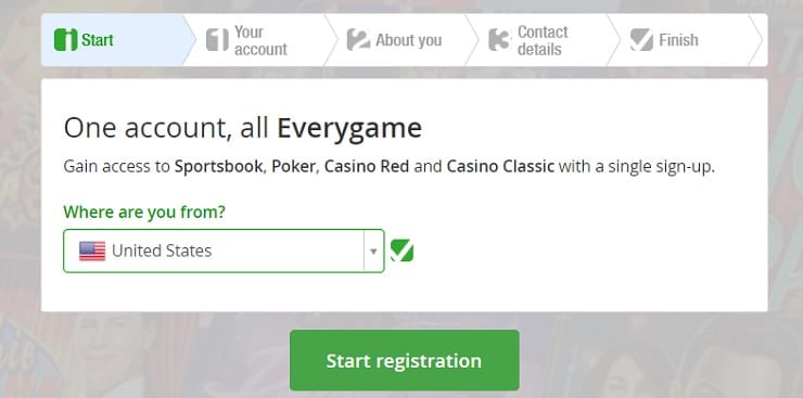 Everygame Casino Registration Step Two