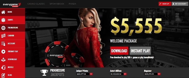 Best Online Casino Bonuses - Everygame homepage