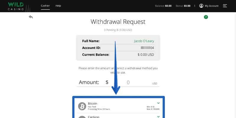 Bitcoin Blackjack - Withdraw using BTC