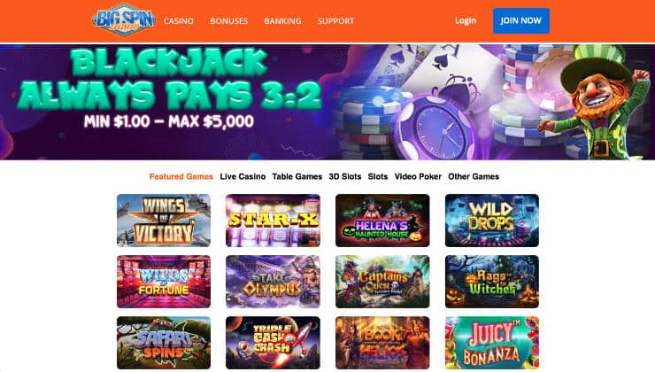 Featured Games at Big Spin Casino