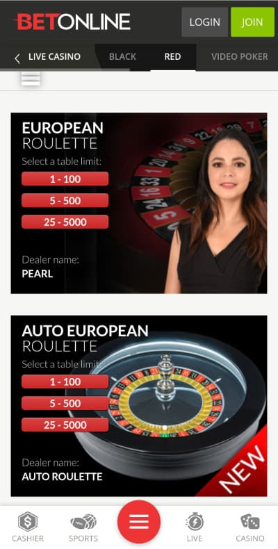 Live Roulette Online at BetOnline