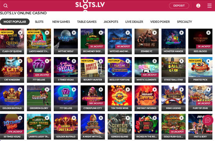 Slots.lv Popular Games