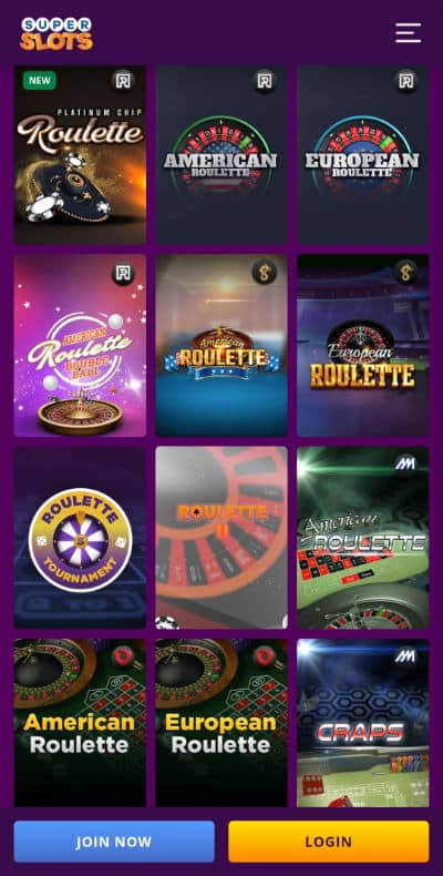 Roulette Games at SuperSlots 