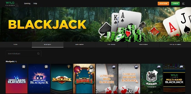 Bitcoin Blackjack - Wild Casino