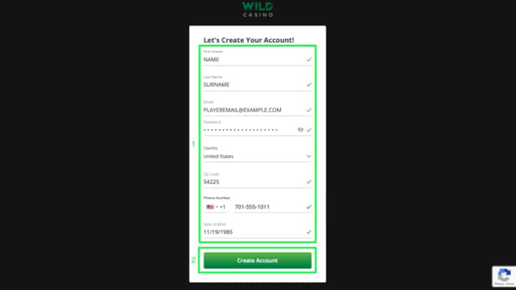Create a Wild Casino Account