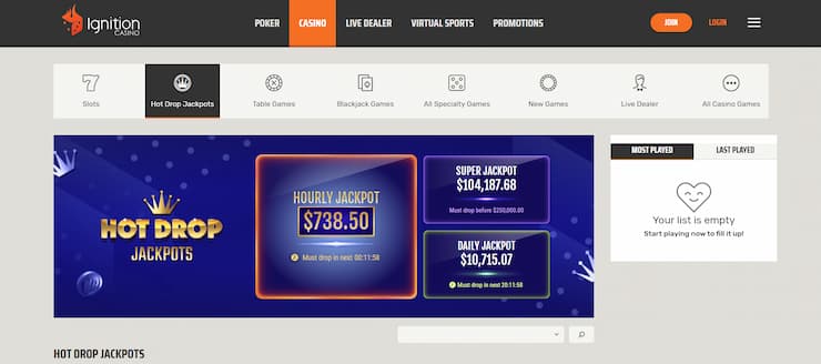 Ignition hot drop jackpots for Louisiana casino players