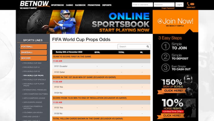 BetNow Prop Bets World Cup