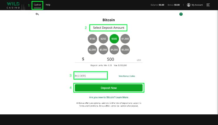 Step 3 - Register at Wild Casino