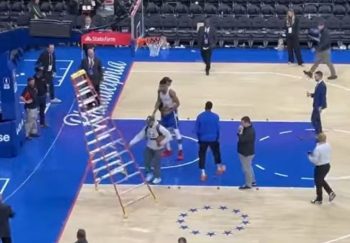 WATCH Bucks Giannis Antetokounmpo shove ladder after loss to 76ers