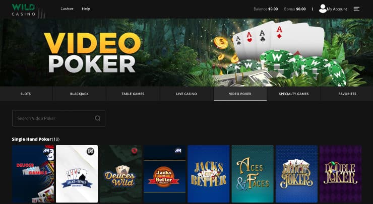 Wild Casino Video Poker online