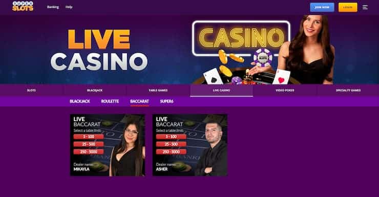 Bitcoin live Baccarat - Super Slots Casino