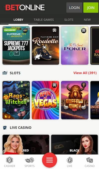BetOnline - Best Casino App Games Selection