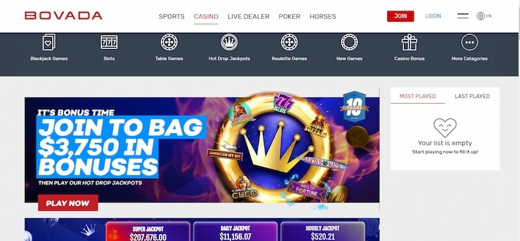 Bovada – Short Verification Online Casino with Excellent Selection of Casino Promotions