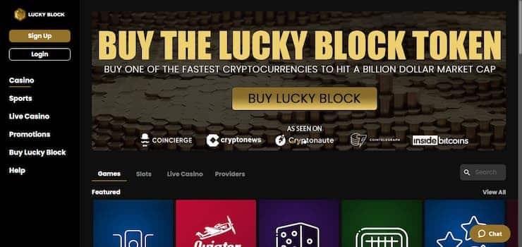 Step 1: Visit Lucky Block Casino