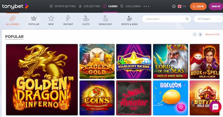 Online Casinos in Luxembourg - TonyBet Home Page