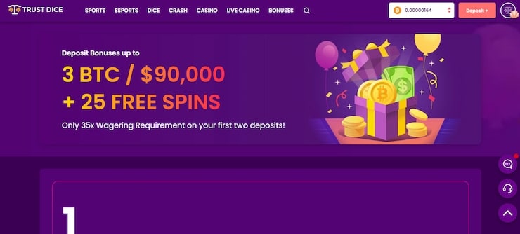 TrustDice Casino Welcome Bonus Package