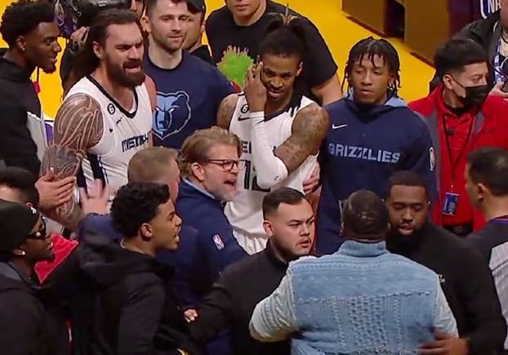 WATCH Grizzlies Steven Adams, Dillon Brooks have heated argument with Shannon Sharpe