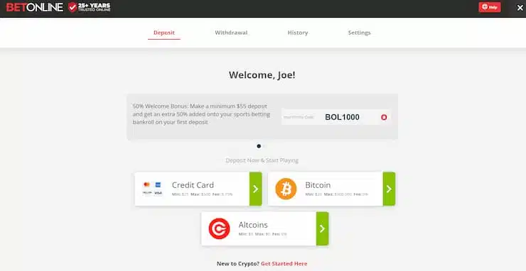 Betonline deposit