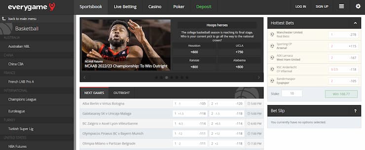 Everygame top site for betting on March Madness games today