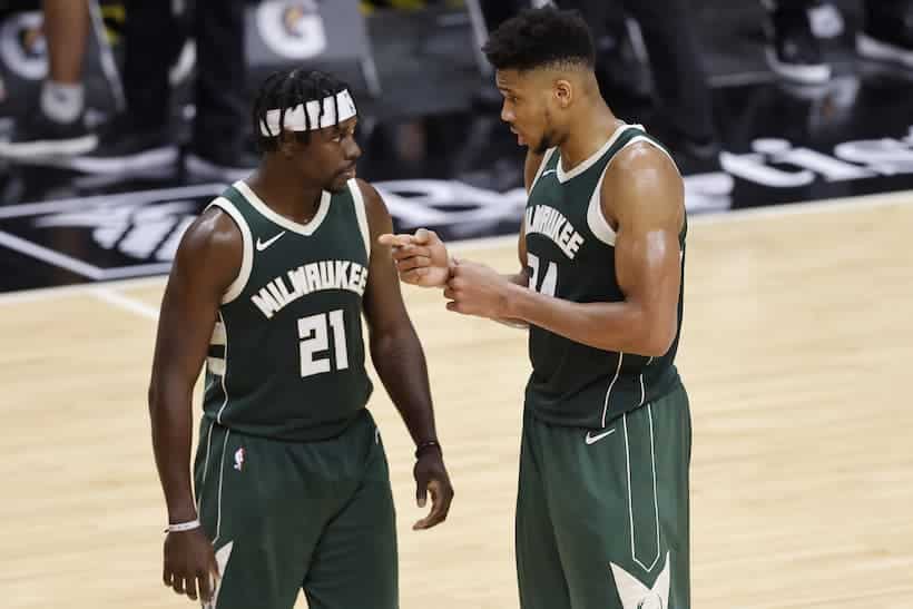 Giannis and Jrue Hliday pic