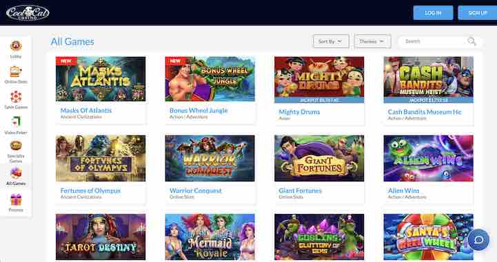 A screenshot of the All Games page at CoolCat casino