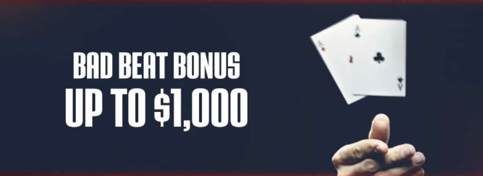 A screenshot of the Bad Beat bonus banner ad on the Ignition Casino promotions page