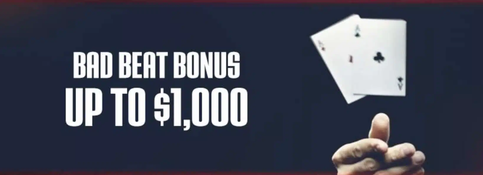 A screenshot of the Bad Beat bonus banner ad on the Ignition Casino promotions page
