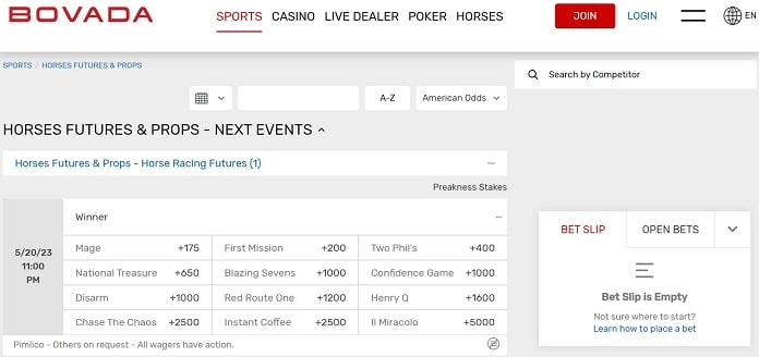 Bovada Preakness Stakes Betting Futures