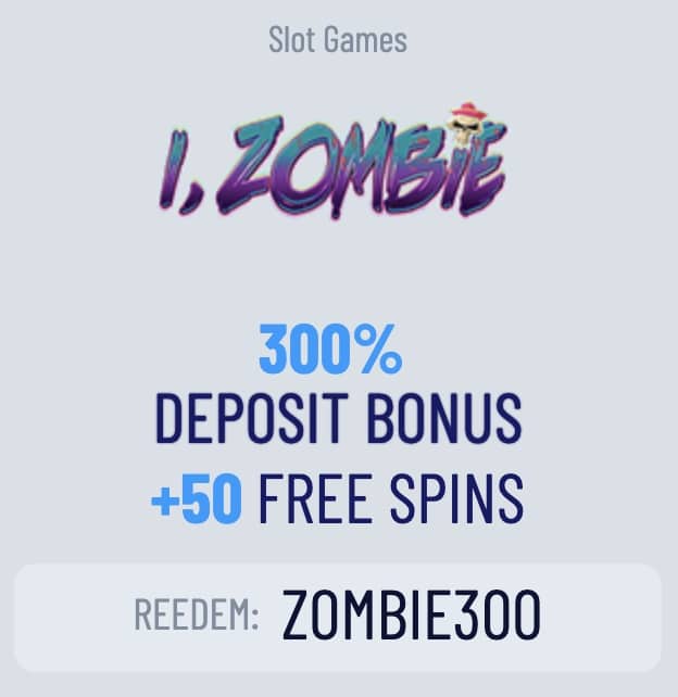 Screenshot of the advert for CoolCat Casino iZombie related offer