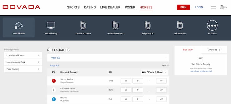 Bovada homepage - the best Colorado horse racing betting sites