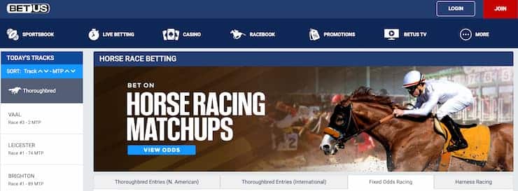 BetUS homepage - the best CO horse racing platforms