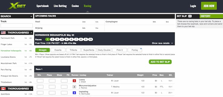 XBET homepage - The best CO horse racing platforms