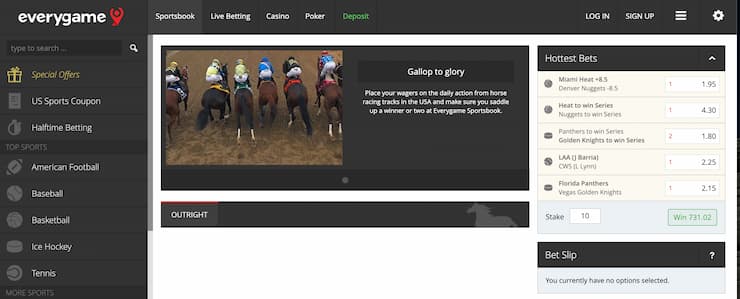 Everygame homepage - the best CO horse racing platforms