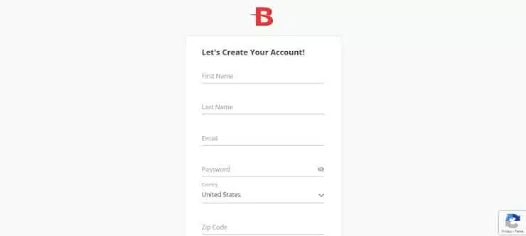 Registration screen at BetOnline